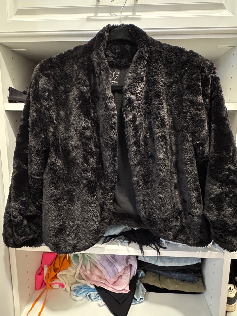 Ella Moss Plush Teddy Jacket in Dark Charcoal